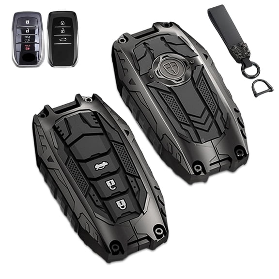 Key Cover Case, Zinc Alloy Smart Key Fob Case Protector Shell Compatible with Toyota Venza RAV4 Prime Sienna Tundra Corolla Cross Land Cruiser Fortuner Mirai 2021-2024