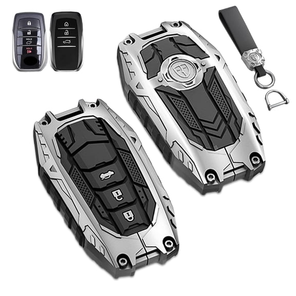 Key Cover Case, Zinc Alloy Smart Key Fob Case Protector Shell Compatible with Toyota Venza RAV4 Prime Sienna Tundra Corolla Cross Land Cruiser Fortuner Mirai 2021-2024