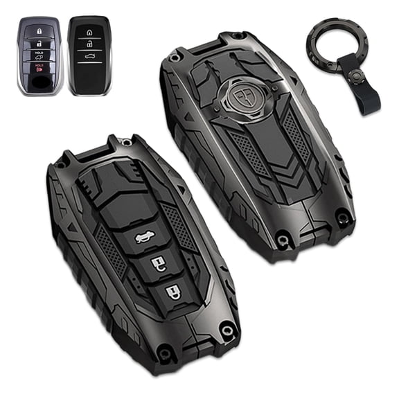 Key Cover Case, Zinc Alloy Smart Key Fob Case Protector Shell Compatible with Toyota Venza RAV4 Prime Sienna Tundra Corolla Cross Land Cruiser Fortuner Mirai 2021-2024
