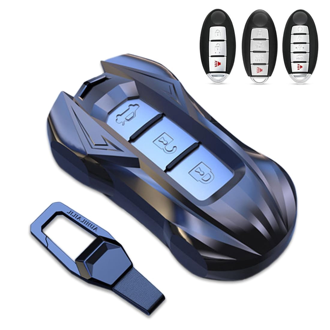 Key Cover Case, Zinc Alloy Smart Key Fob Case Shell Compatible for Nissan Murano Pathfinder Titan Maxima Sylphy Lannia Teana, for Infiniti XTrail Rogue Altima Quest Sentra