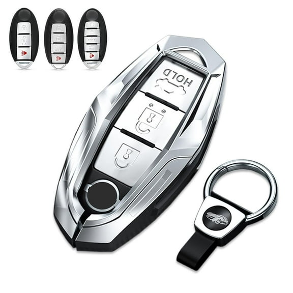 Key Cover Case, Zinc Alloy Smart Remote Key Fob Case Holder Shell Accessories Compatible for Nissan Altima Maxima Rogue Armada Pathfinder Infiniti