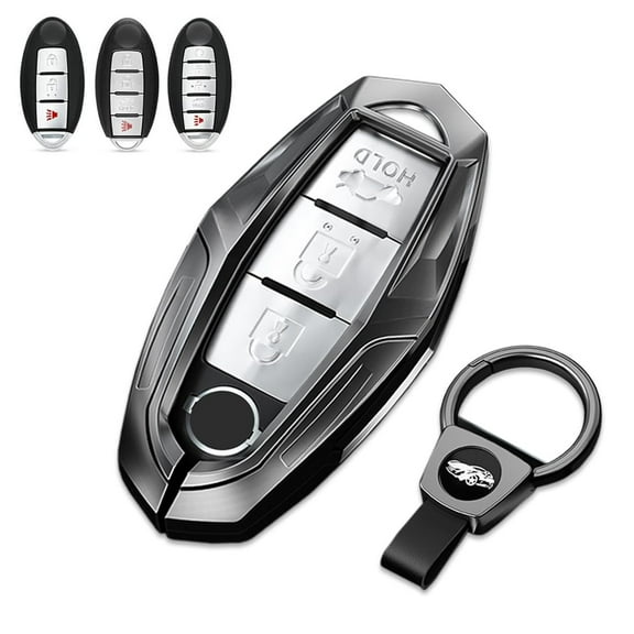 Key Cover Case, Zinc Alloy Smart Remote Key Fob Case Holder Shell Accessories Compatible for Nissan Altima Maxima Rogue Armada Pathfinder Infiniti