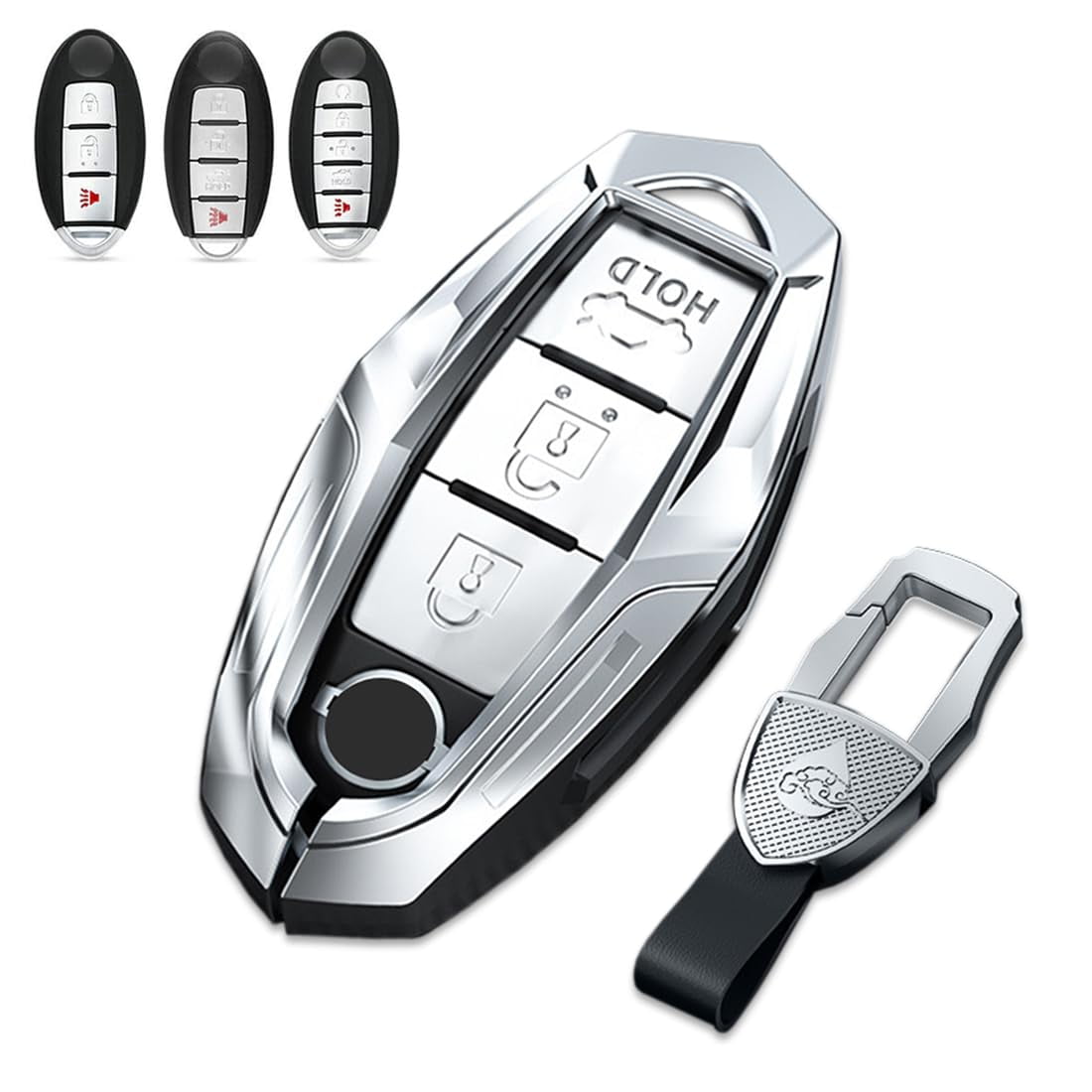 Key Cover Case, Zinc Alloy Smart Remote Key Fob Case Holder Shell Accessories Compatible for Nissan Altima Maxima Rogue Armada Pathfinder Infiniti