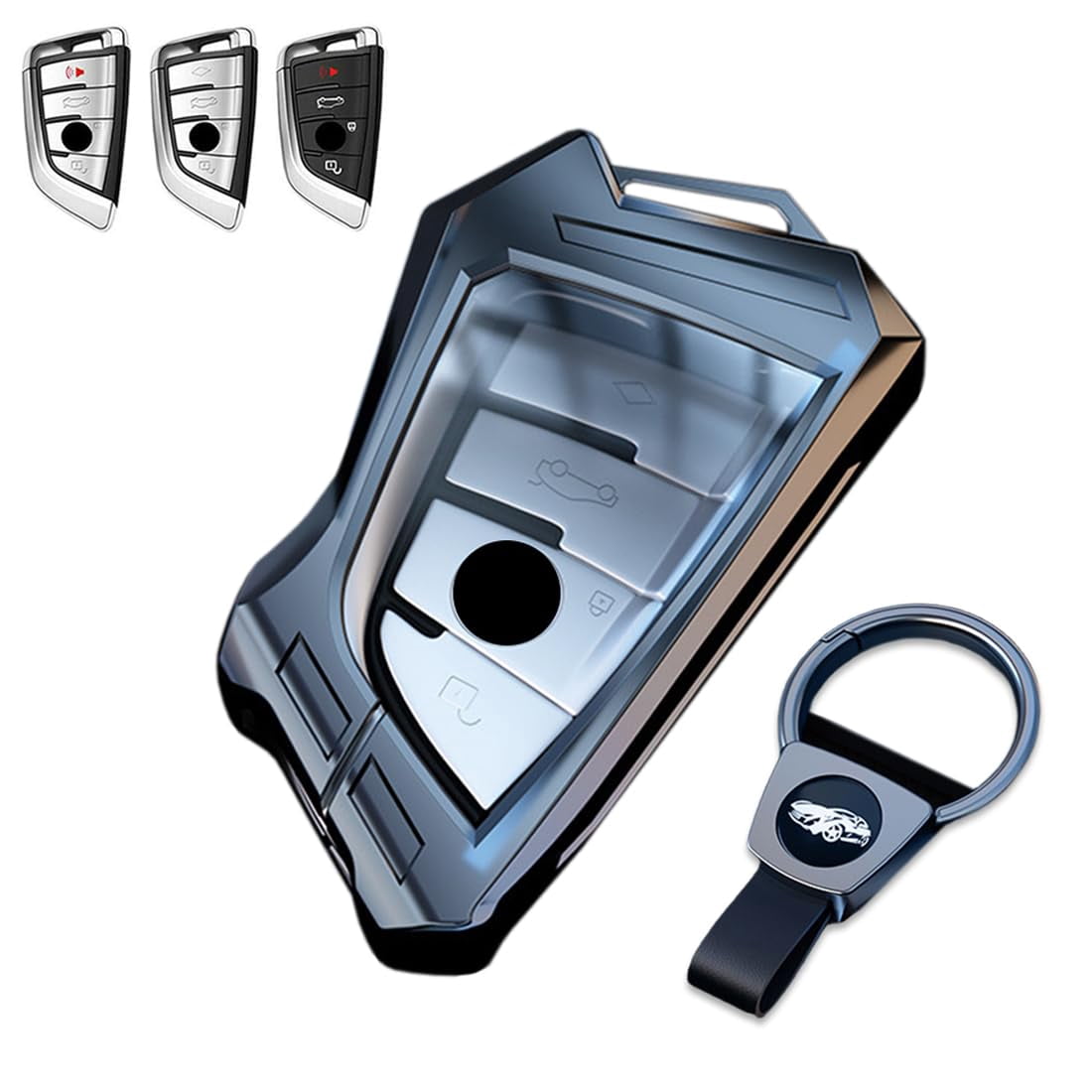 Key Cover Case, Zinc Alloy Smart Remote Key Fob Case Holder Shell Compatible for BMW 1 2 5 6 7 M Series F15 F16 F48 X1 X2 X3 X5 X6 X7 GT Series