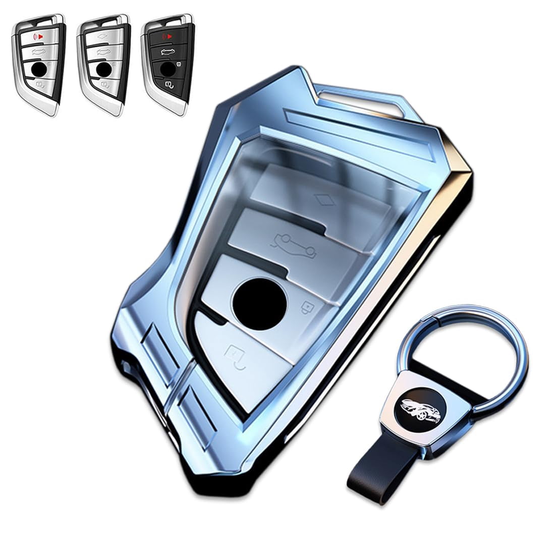 Key Cover Case, Zinc Alloy Smart Remote Key Fob Case Holder Shell Compatible for BMW 1 2 5 6 7 M Series F15 F16 F48 X1 X2 X3 X5 X6 X7 GT Series