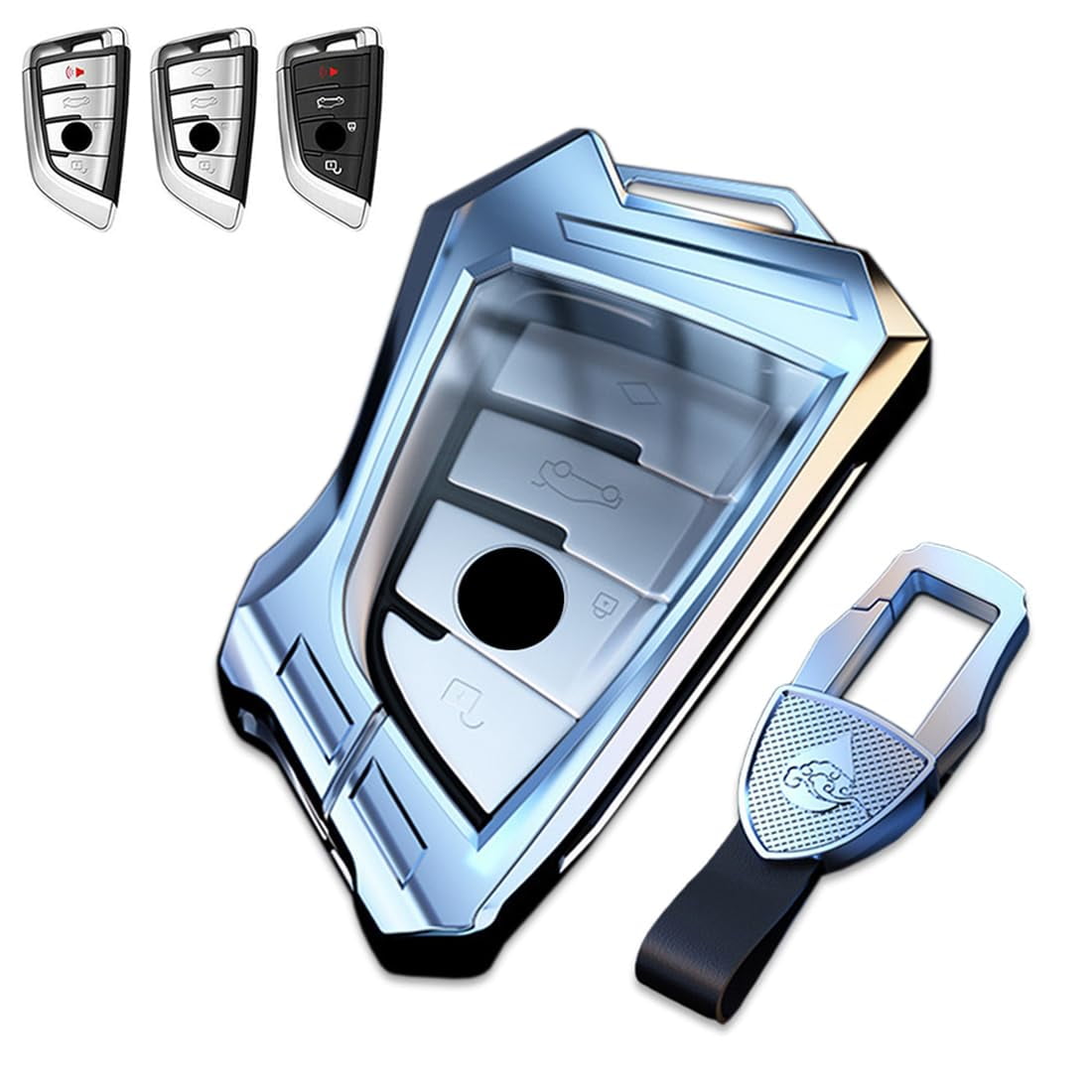 Key Cover Case, Zinc Alloy Smart Remote Key Fob Case Holder Shell Compatible for BMW 1 2 5 6 7 M Series F15 F16 F48 X1 X2 X3 X5 X6 X7 GT Series