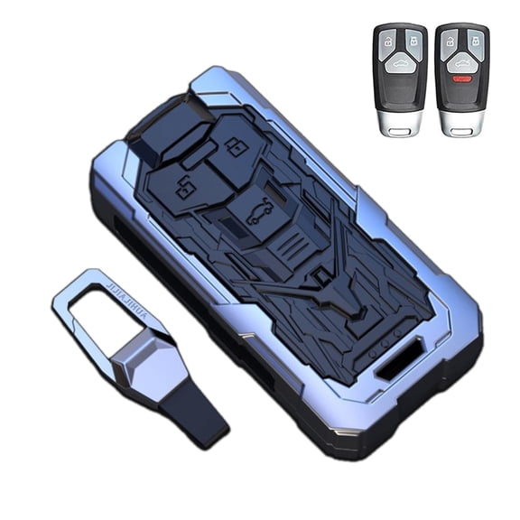Key Cover Case, Zinc Alloy Smart Remote Key Fob Case Protector Shell Compatible with Audi A4 Q7 Q5 TT A3 A6 SQ5 R8 S5