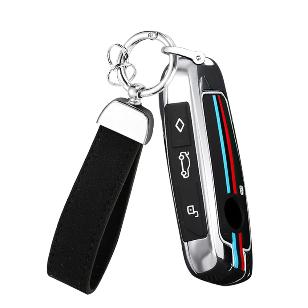 Key Cover Fit for BMW 2023 Key Fob Metal Key Case Silicone Car Key Shell Anti-fall Anti-Scratched Fit for BMW X5 X6 X7 IX XM I4 I7 3 Series 7 Series 740 760i Keyless Entry Remote