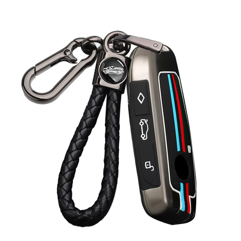 Key Cover Fit for BMW 2023 Key Fob Metal Key Case Silicone Car Key Shell Anti-fall Anti-Scratched Fit for BMW X5 X6 X7 IX XM I4 I7 3 Series 7 Series 740 760i Keyless Entry Remote