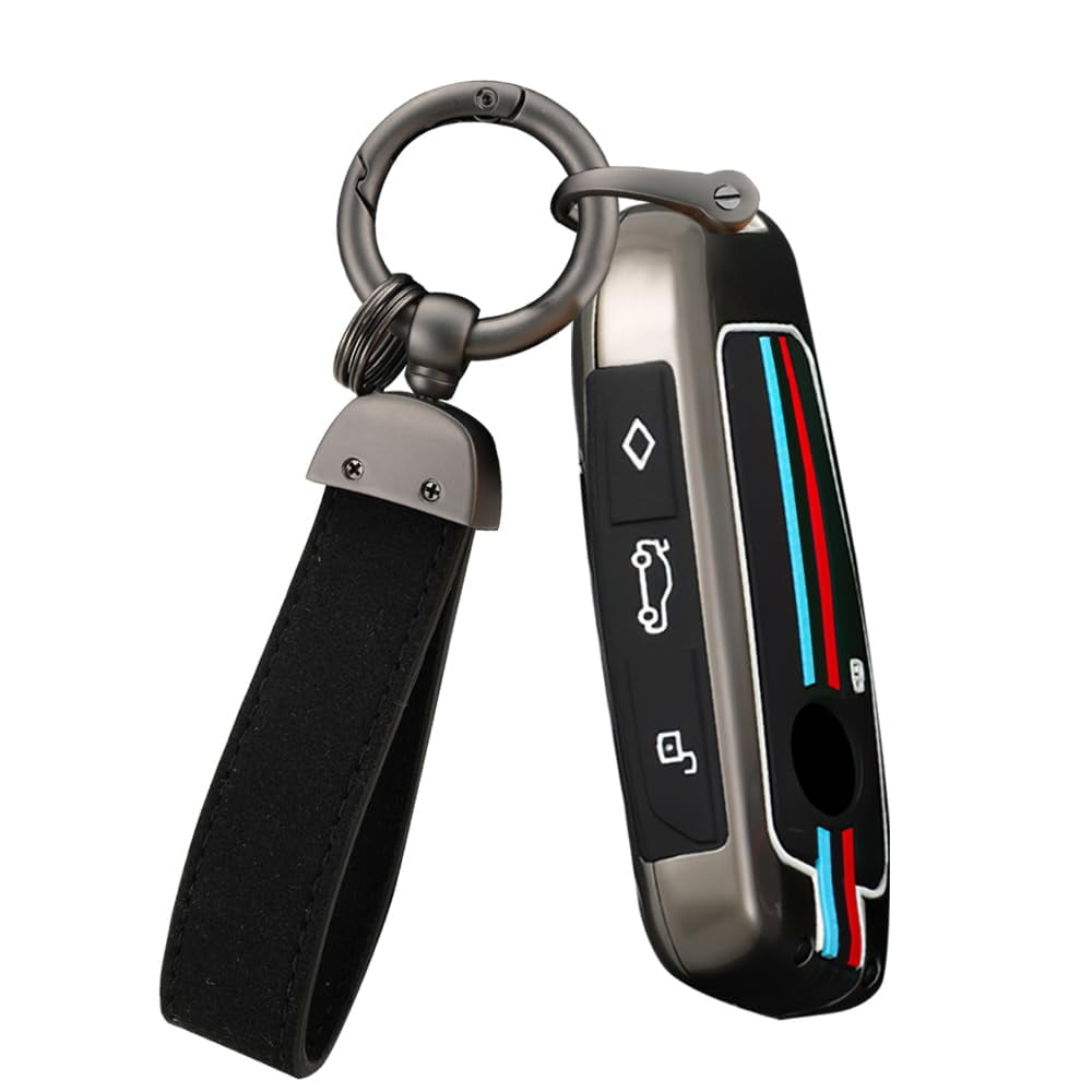 Key Cover Fit for BMW 2023 Key Fob Metal Key Case Silicone Car Key Shell Anti-fall Anti-Scratched Fit for BMW X5 X6 X7 IX XM I4 I7 3 Series 7 Series 740 760i Keyless Entry Remote