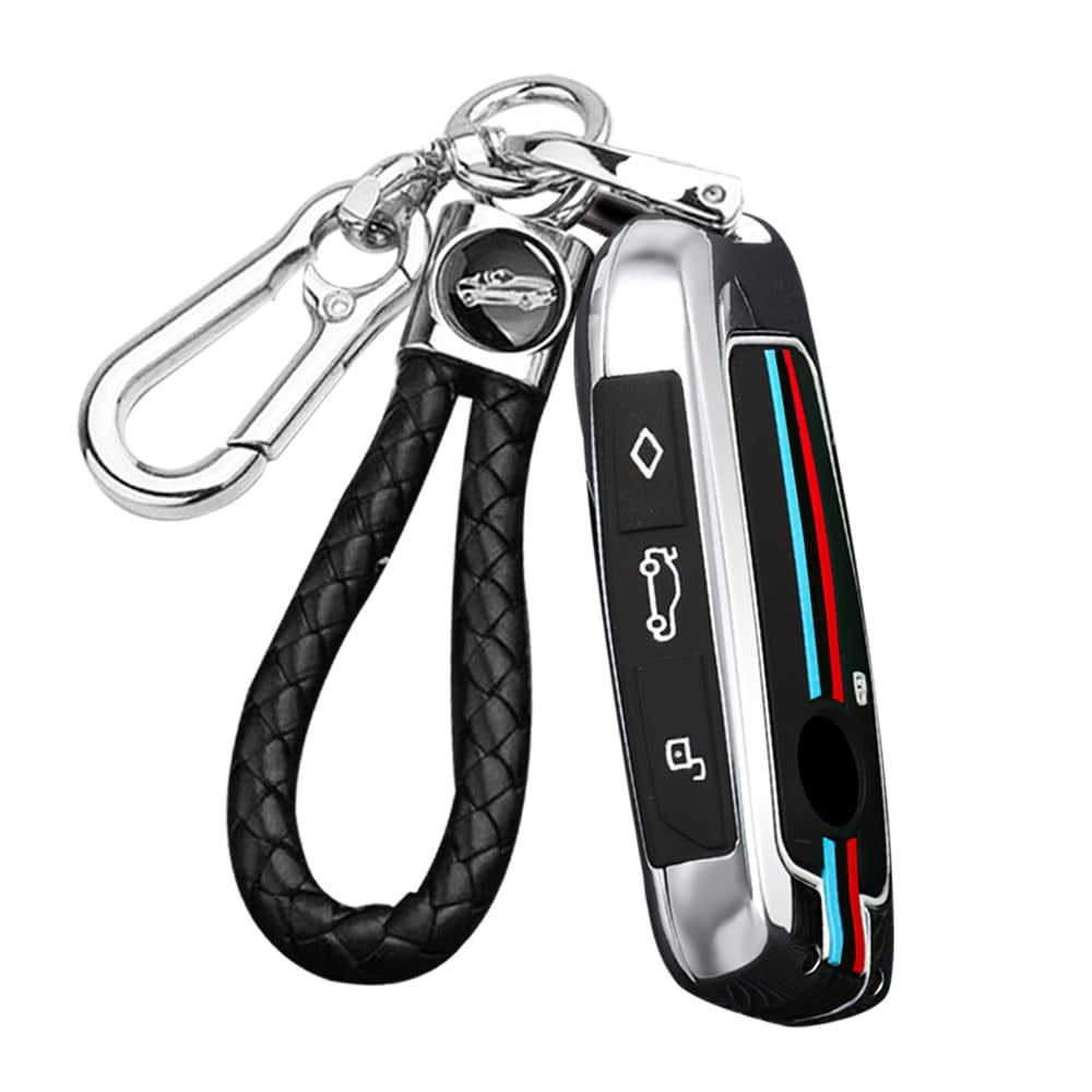 Key Cover Fit for BMW 2023 Key Fob Metal Key Case Silicone Car Key Shell Anti-fall Anti-Scratched Fit for BMW X5 X6 X7 IX XM I4 I7 3 Series 7 Series 740 760i Keyless Entry Remote
