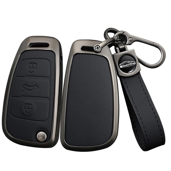 Key Cover Fit for Audi Flip Folding Key Fob,Solid Metal and Leather Key Protector for A1 A3 A4 A5 A6 A6L A8 Q2 Q3 Q5 Q7