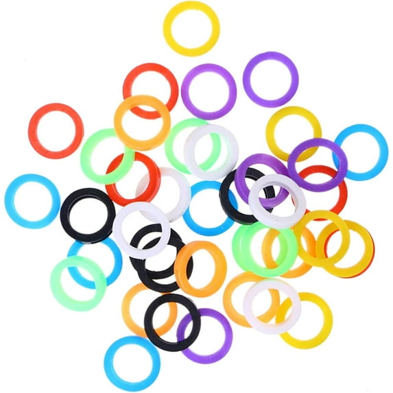 Key Covers Caps Key Ring Tags Key Caps Tags Covers Set: Plastic Key Identifier Rings Key Toppers for Keys Organization House Key 50Pcs House Key Covers Round Labels