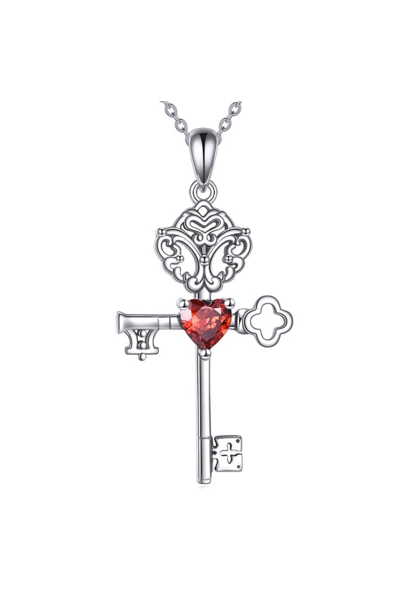 Key Cross 925 Sterling Silver Goth Key Pendant Cross Jewelry Gift for Women Men