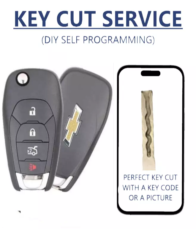 Key Cut + Chevrolet Cruze 2016 - 2019 Flip Remote Key Fob LXP-T004 XL8 433mhz
