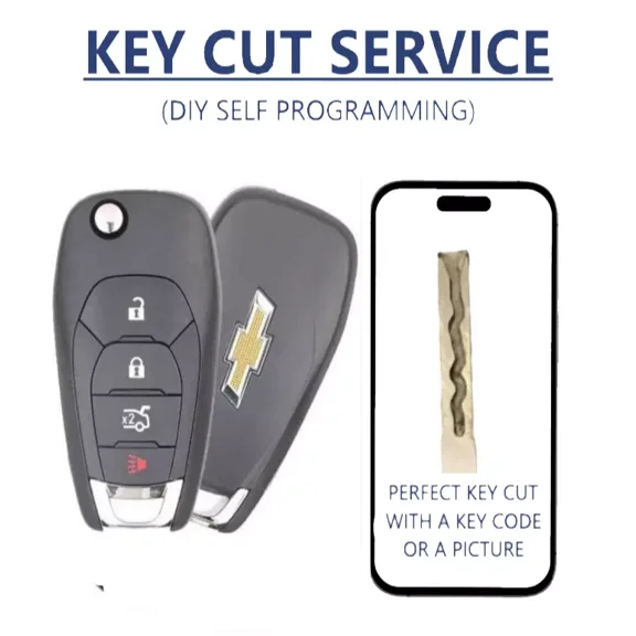 Key Cut + Chevrolet Cruze 2016 - 2019 Flip Remote Key Fob LXP-T004 XL8 433mhz