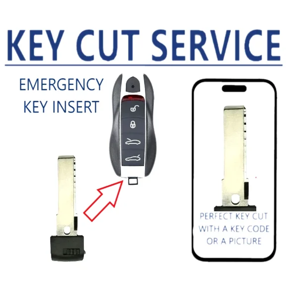 Key Cut + Emergency Key Blade For 2010-2017 Porsche HU66 / 970 637 947 03