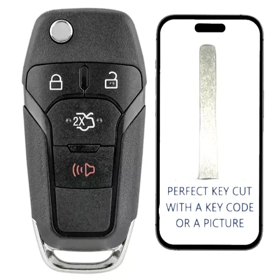 Key Cut + Remote Flip Key For Ford Fusion 2013-2016 128 Bit N5F-A08TAA 164-R7986