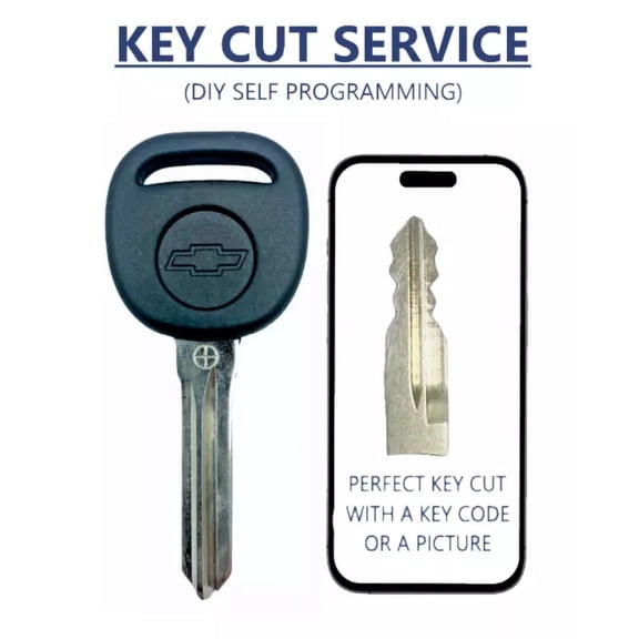 Key Cut Service + B111 PT CHVROLET Chipped Key 46 GM Circle+