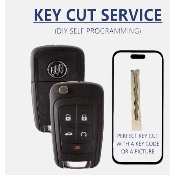 Key Cut Service + Buick Flip Remote Key 2010-2017 5 Buttons