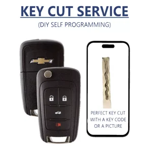 Key Cut Service + Chevrolet Flip Remote Key 2010 - 2017