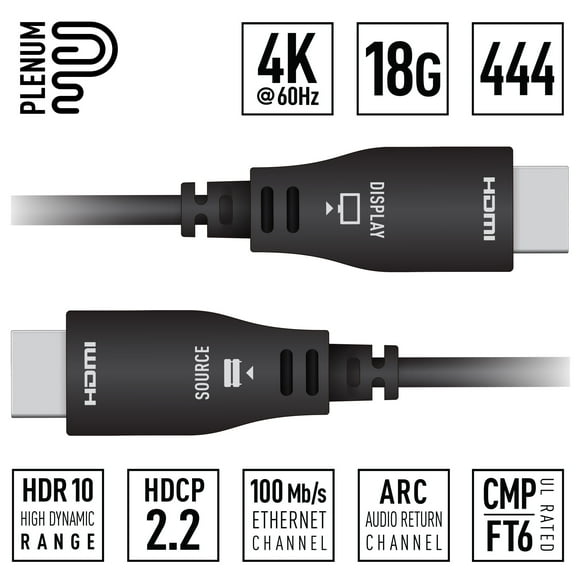 Key Digital 262ft Plenum Active Optical HDMI Cable, KD-AOCH262P, 4K@60Hz, Black