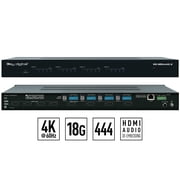 Key Digital 4x4 4K 18G HDMI Matrix Switch KD-MS4x4G-2, with Independent Audio Routing, 8 Ports, 5.62lbs, Black