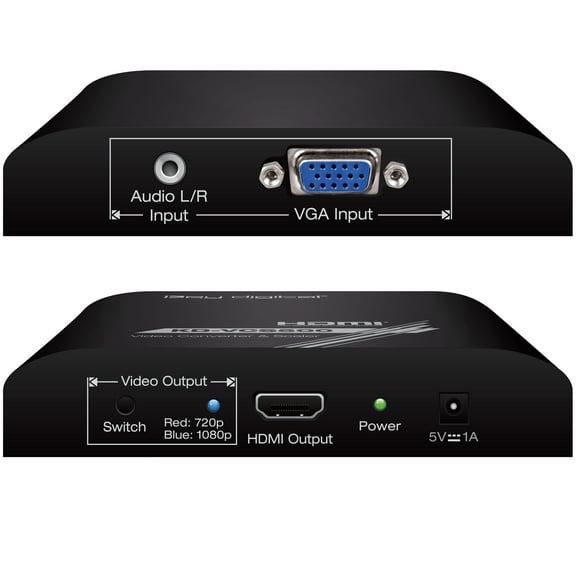 Key Digital VGA to HDMI Converter Scaler. Converts Audio and Video, Black - KD-VCS500