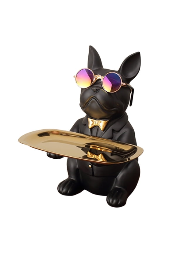 Key Dish Glasses Dog Sculpture Statue Perfume Tray, Resin Jewelry Organizer Tray Multifunctional Decorative Trays for Coffee Table, Key Phone Coin Change Watches Gold Tray