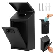 Key Drop Box for Outside Metal Donation Box Collection Box with Combination Lock Safe Suggestion Box Wall Mounted Mailbox with Top Slo Steel Cash Drop Box for Home Office and Business
