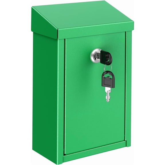 Key Drop Box for Outside, Safe Suggestion Box with Key Lock, Collection Boxes Donation Chest, Wall Mounted Mailbox with Slot, Drop Chest for Office Business
