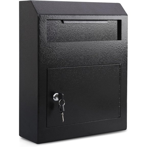 Key Drop Box, Wall Mounted Mailbox with Key Lock, Money Drop Depository Safe Box with Slot for Business, Indoor Use, Black, 0.43CF$$Tools & Hardware Other