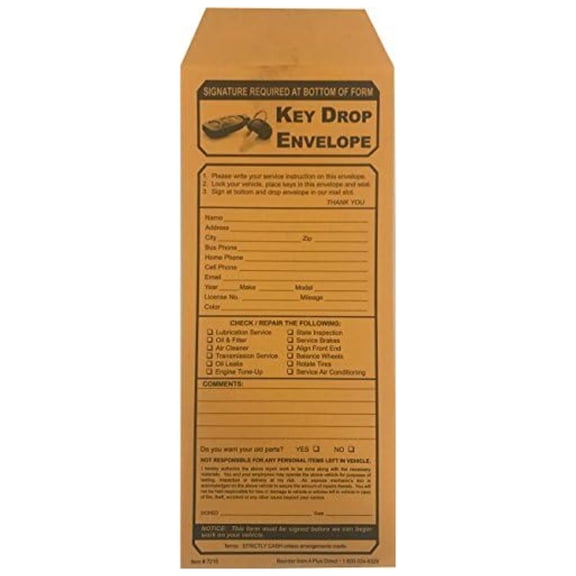 Key Drop Envelopes (500/Box)(P1)