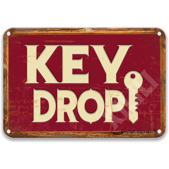 Key Drop Metal Signs Wall Decor Living Room Farmhouse Bathroom Decor Kitchen Signs Wall Decor Metal 12X8 Inch