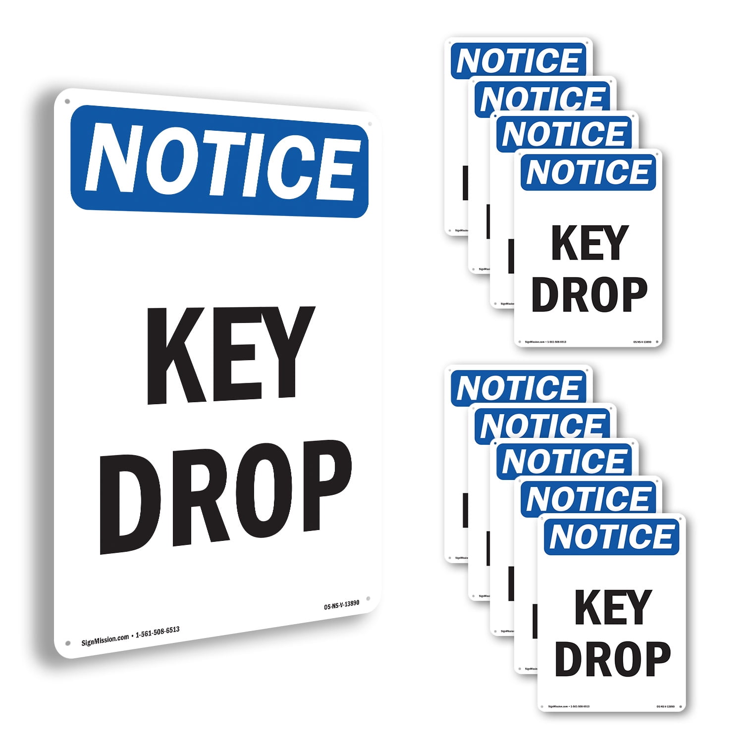 Key Safe Notice Key Drop OSHA Notice Rigid Plastic Sign 10 Inch x 7 Inch - 10 Pack ...