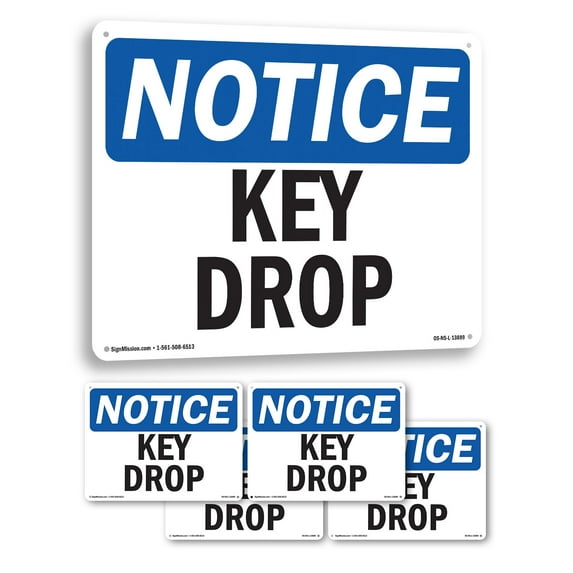 Key Drop OSHA Notice Rigid Plastic Sign 18 Inch x 12 Inch - 5 Pack