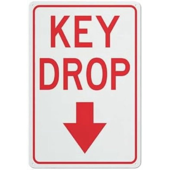 Key Drop Sign For House 12"" X 8"" Yard Sign, Premium Aluminum, Sun-Proof, Rust-Free