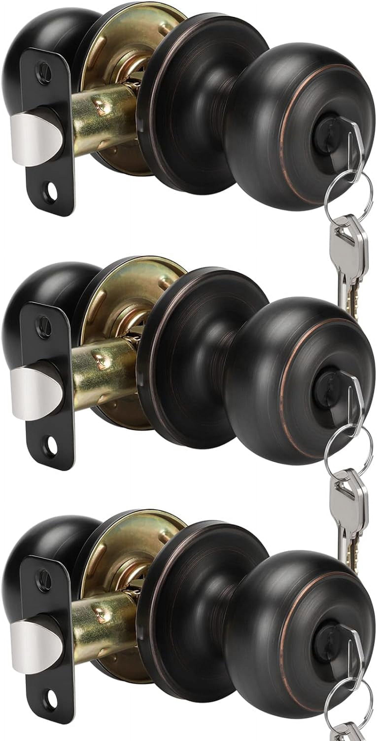 Goldenwarm Oil Rubbed Bronze Door Knobs With Lock - Exterior Door Knob Set, Keyed Alike, 5-Pack