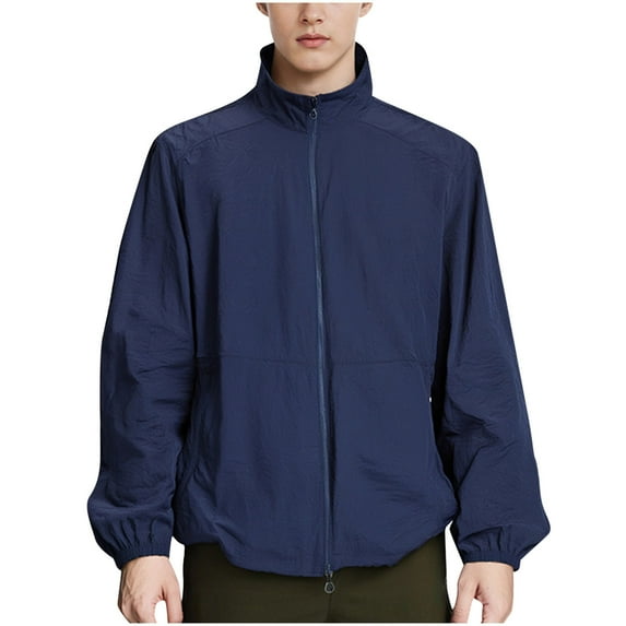 Men’s Full-Zip Hiking & Sun Protection Jacket – UPF 50+ Lightweight Zip-Up with Pockets for Outdoor Sports