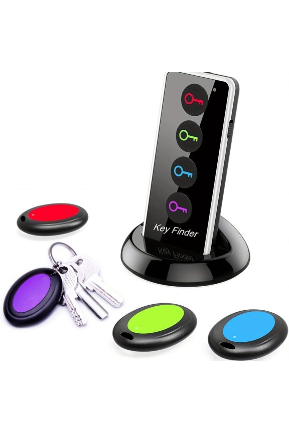 Key Finder with 1 Transmitter And 4 Receivers, Equipped with an LED Flashlight, Designed to Help Locate Keys, Mobile Phones, Wallets, And Remote Controls to Prevent Loss.