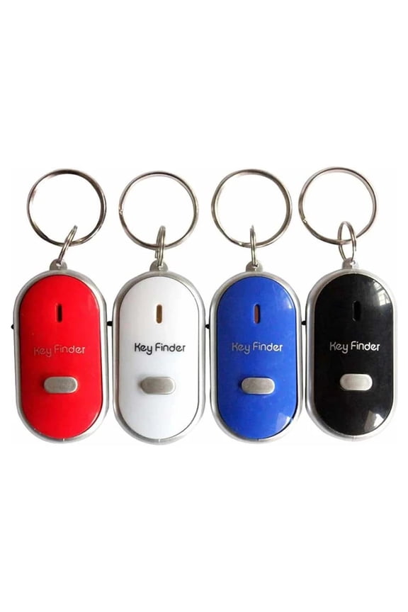 Key Finder Locator  4 Pack Anti-Lost Keychain Tracker with Whistle Sound & LED Light, Remote Control for Keys,TV Remote, Pet  Batteries Included  Find Lost Items Fast, Loud Alert, Easy Setup