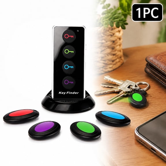 Key Finder, RF Item Locator Tags with 131ft. Working Range, Wireless Remote Tracker for Wallet, Phone, Glasses, Pet, 1 RF Transmitter & 4 Receivers