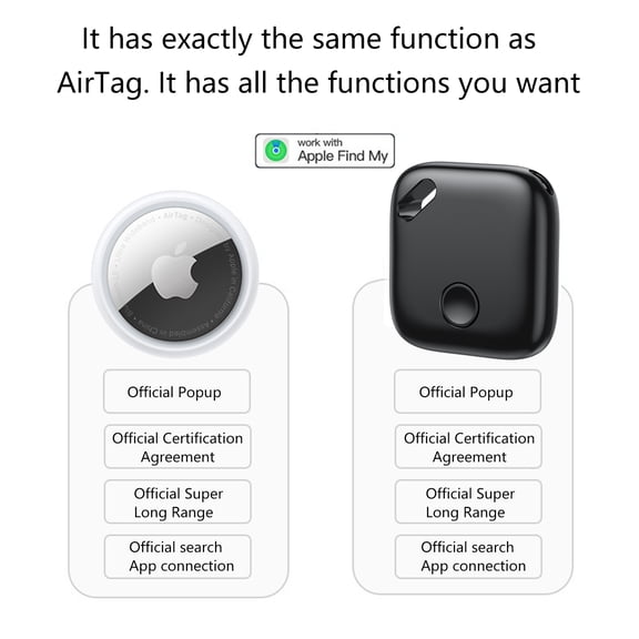 Key Finder, Works With Apple Find My (Ios Only), Replaceable Battery, Privacy Protection, Gps Tracker For Kids, Luggage, Bags - black