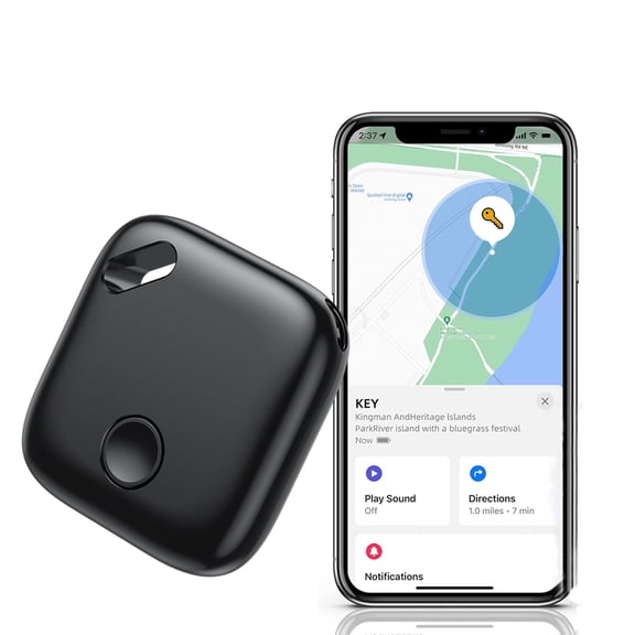 Key Finder, Works with Apple Find My (iOS Only), Replaceable Battery, Privacy Protection, GPS Tracker for Kids, Luggage, Bags - black