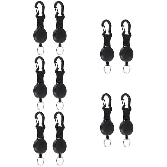 FENGGUIQU Anti-Lost Heavy Duty Retractable Keychain Black for Daily Use 10Pcs