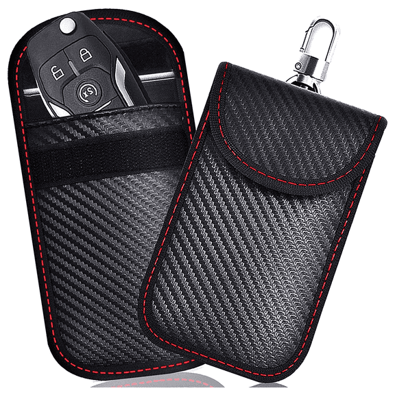 Key Fob Bag(2 Pack), Signal Blocking Key Fob case, RFID Key Fob Protector Pouch,Anti-Theft RFID Blocking Cage for Keyless Car Key(Carbon Fiber Fabric)