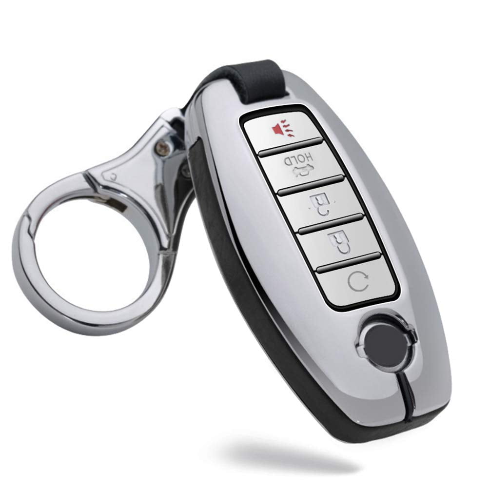 Key Fob Case Fit for Nissan Rogue Armada Murano Remote Cover Leather Key Shell Metal Protection Fit for Infiniti JX35 Q50 Q60 QX56