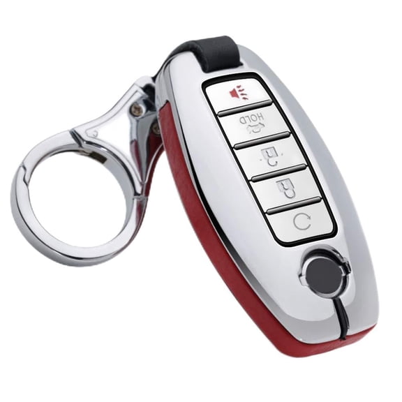 Key Fob Case Fit for Nissan Rogue Armada Murano Remote Cover Leather Key Shell Metal Protection Fit for Infiniti JX35 Q50 Q60 QX56