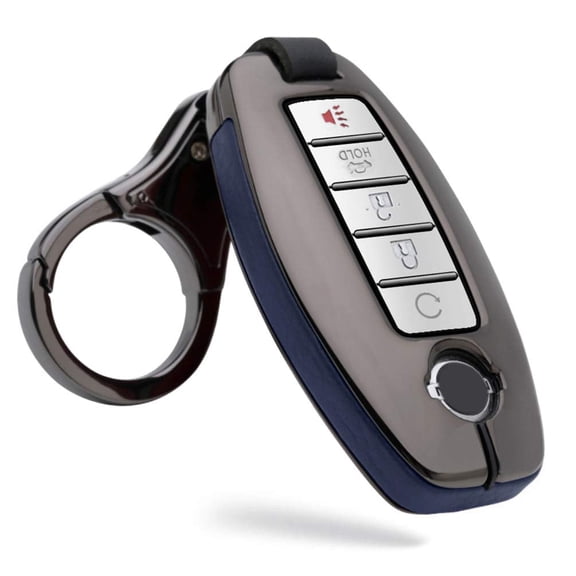 Key Fob Case Fit for Nissan Rogue Armada Murano Remote Cover Leather Key Shell Metal Protection Fit for Infiniti JX35 Q50 Q60 QX56