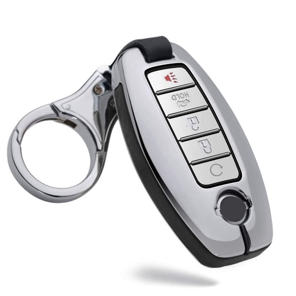 Key Fob Case Fit for Nissan Rogue Armada Murano Remote Cover Leather Key Shell Metal Protection Fit for Infiniti JX35 Q50 Q60 QX56